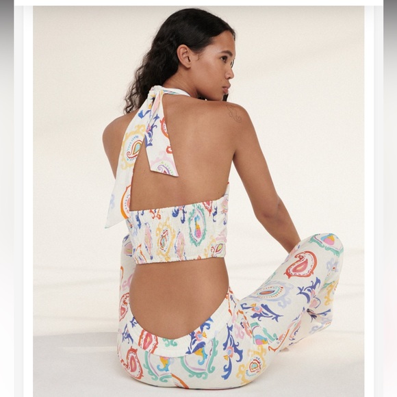 Zara Paisley Halter Tie Crop Top - Picture 4 of 8